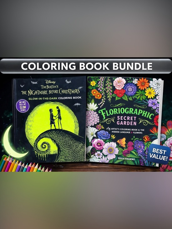 Disney & Romanenko Other - Disney Nightmare Before Christmas Glow Coloring Book + Floriographic Garden Set